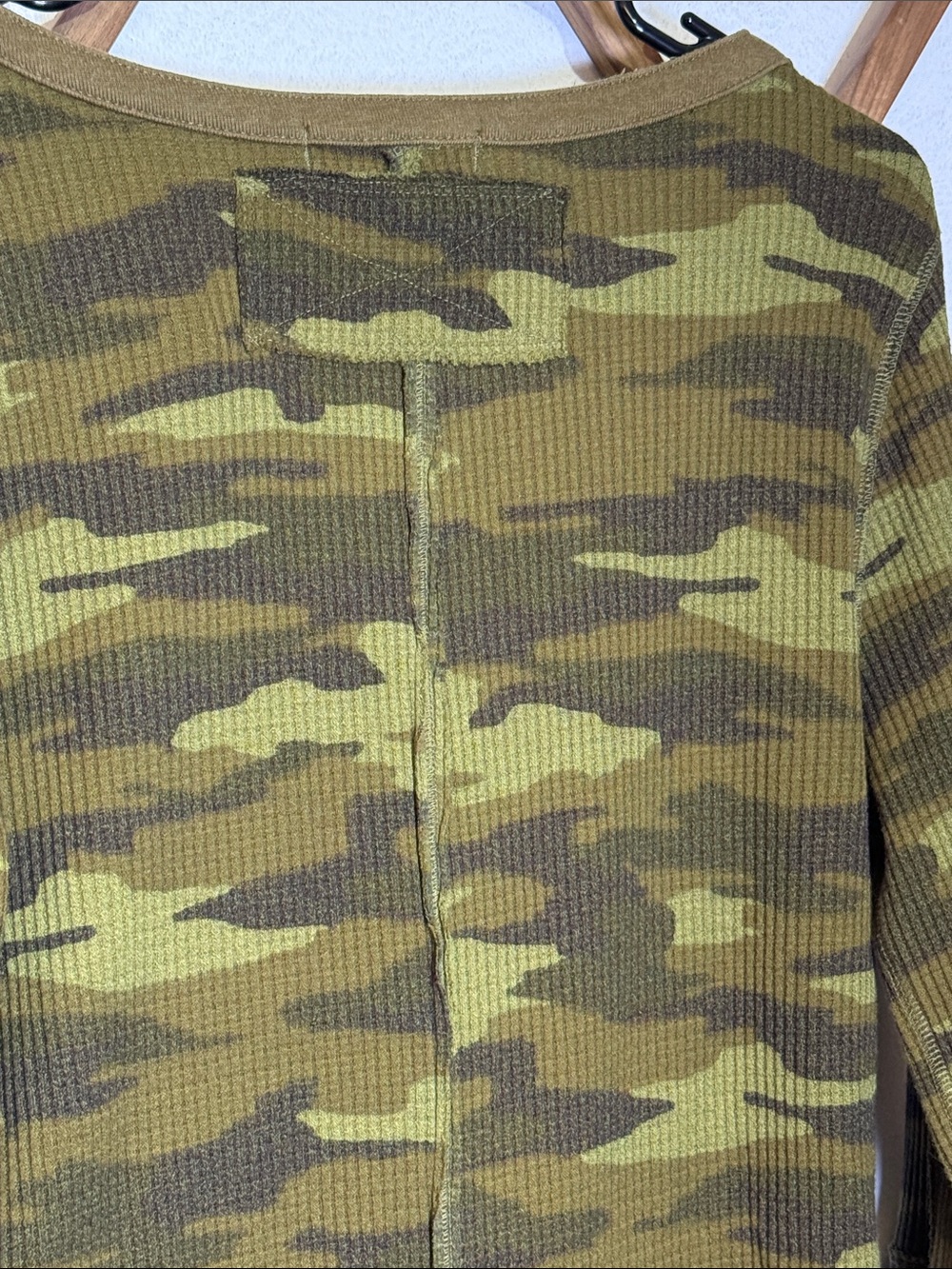 We The Free Olive Camo Henley Waffle Long Sleeve Top - Picture 10 of 10
